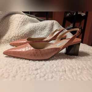 M.M La Fleur Irene Slingbacks In Pink Crocodile Pattern